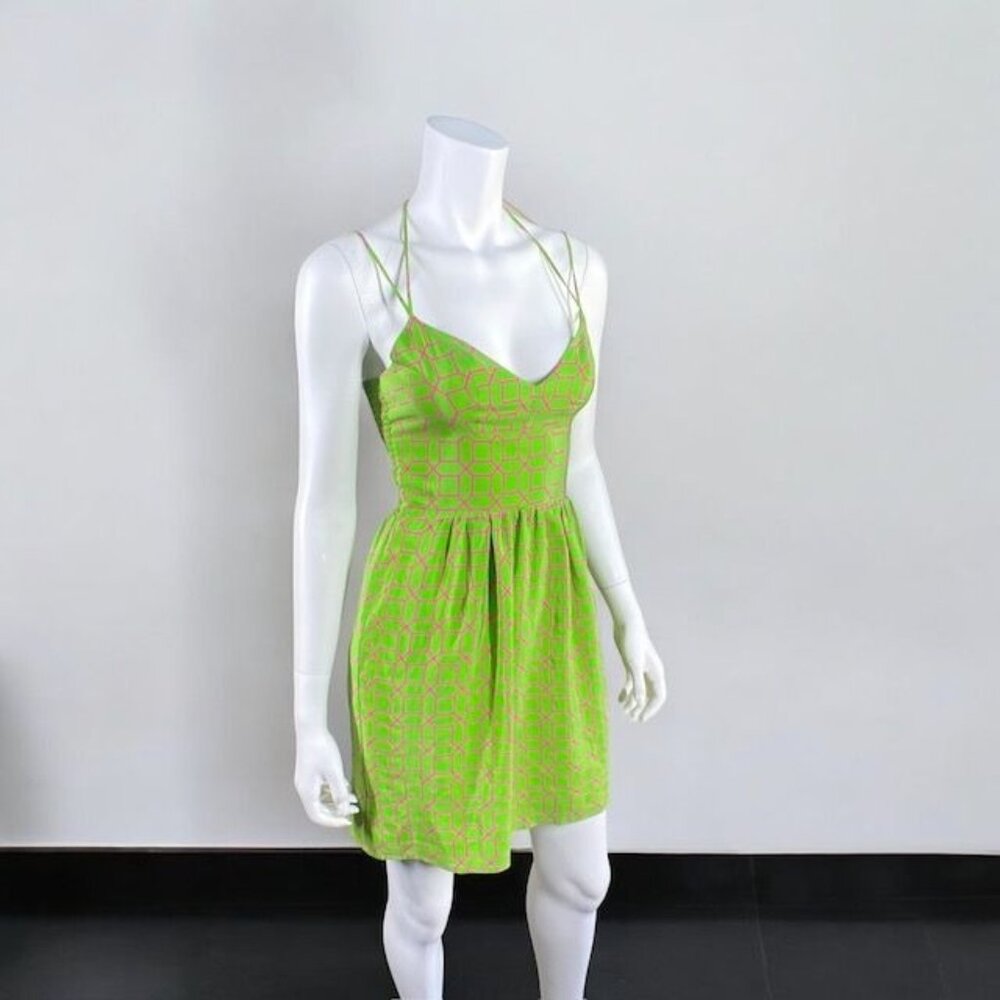 Amanda Uprichard Silk Mini Dress Green Size X- Small - Picture 14 of 16